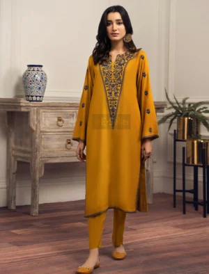 Two Pcs Suit With Embroidered Work Beautiful Kurta