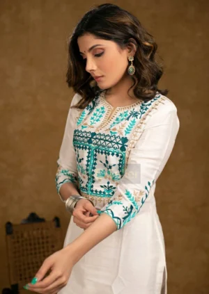 Two Pc Beautiful off-white Embroidered Kurta