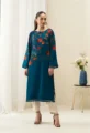 Two Pcs Suit With Hand Embroidary Work In Premium Slave Cotton Fabric Blue