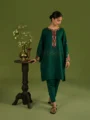 GREEN AARI EMBROIDERY TWO PIECE SET.