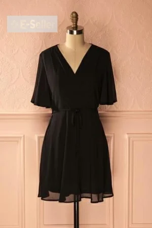 Ostia Wrap Dress in Black